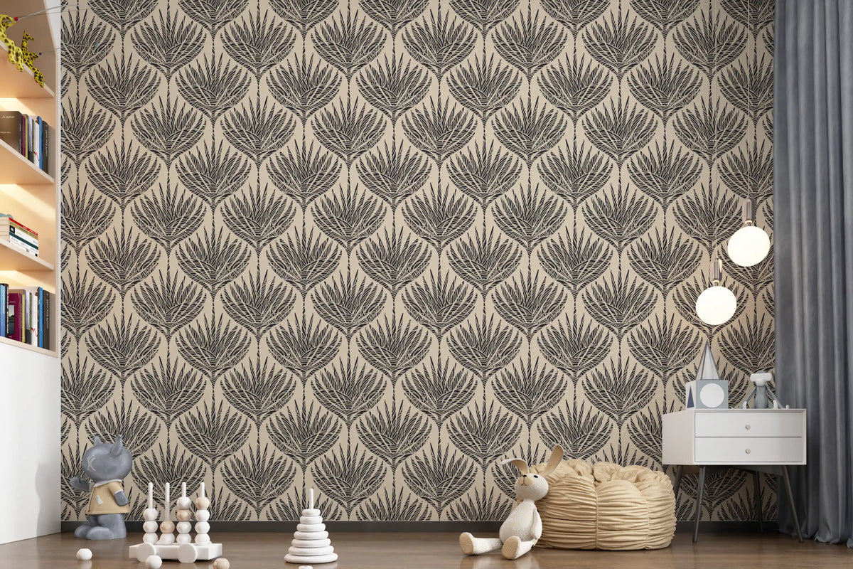 Graphic Fan Palm Silhouette Wallpaper⁠