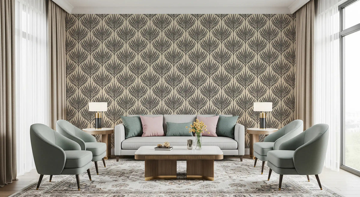 Graphic Fan Palm Silhouette Wallpaper⁠