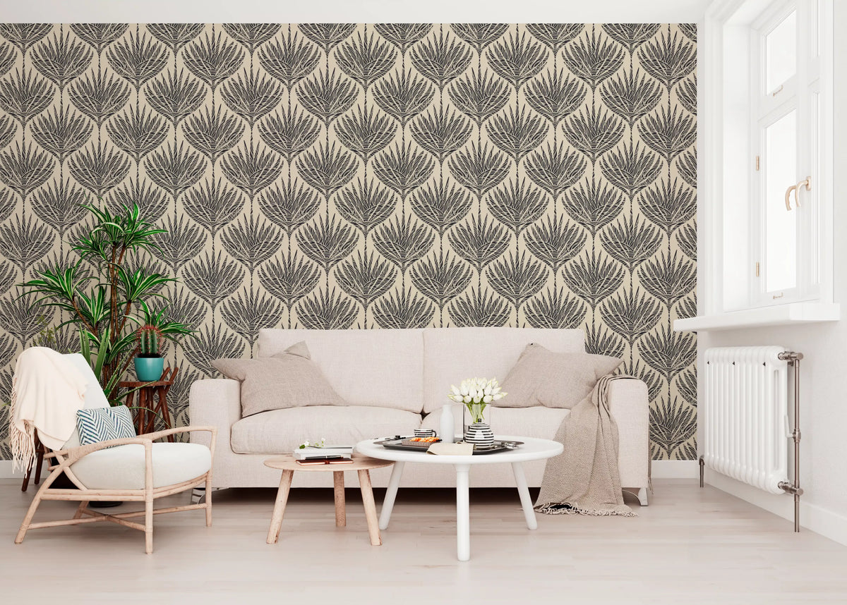 Graphic Fan Palm Silhouette Wallpaper⁠