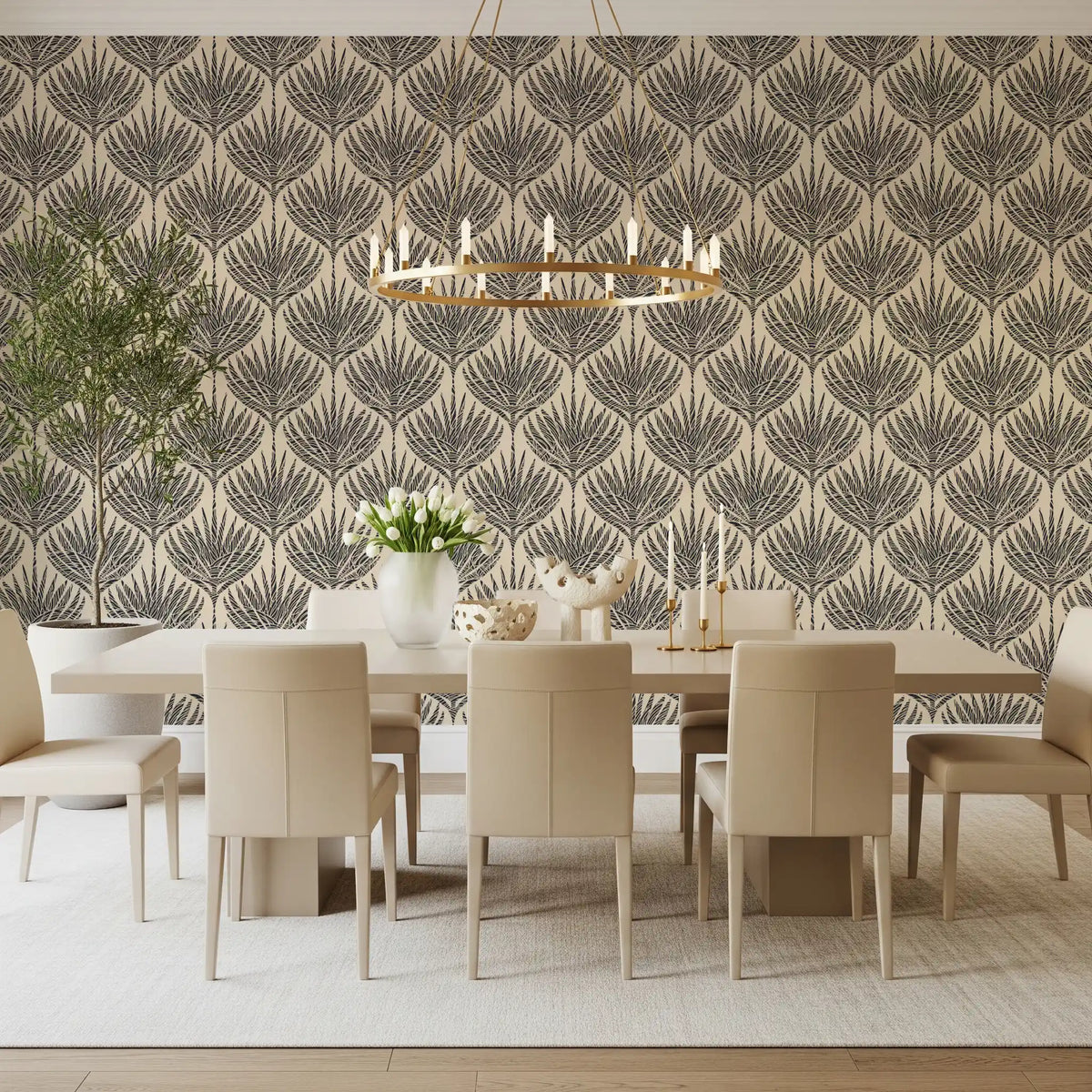 Graphic Fan Palm Silhouette Wallpaper⁠