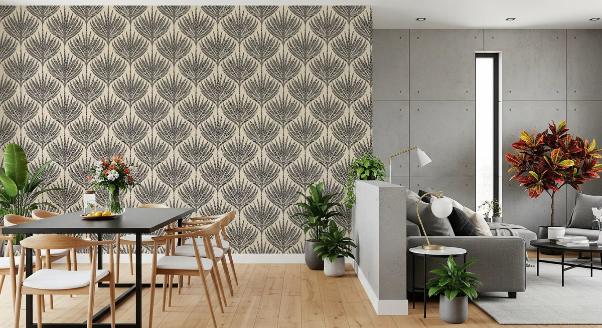 Graphic Fan Palm Silhouette Wallpaper⁠