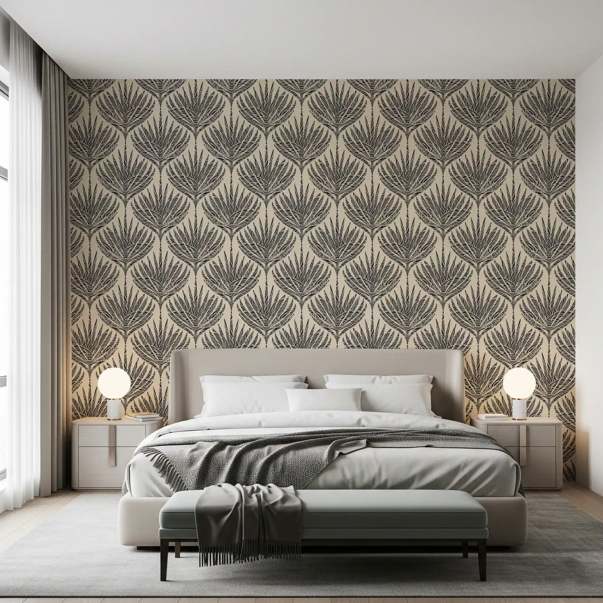 Graphic Fan Palm Silhouette Wallpaper⁠