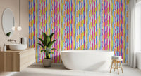 Vibrant Multicolored Vertical Brushstrokes Wallpaper⁠