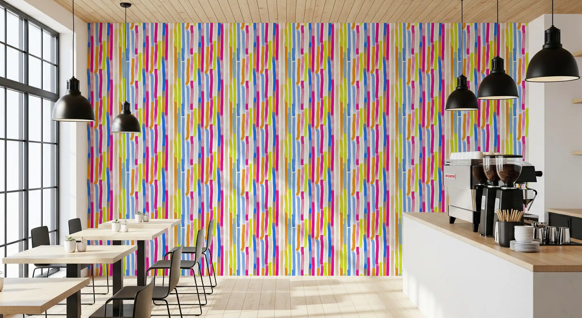 Vibrant Multicolored Vertical Brushstrokes Wallpaper⁠