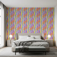 Vibrant Multicolored Vertical Brushstrokes Wallpaper⁠