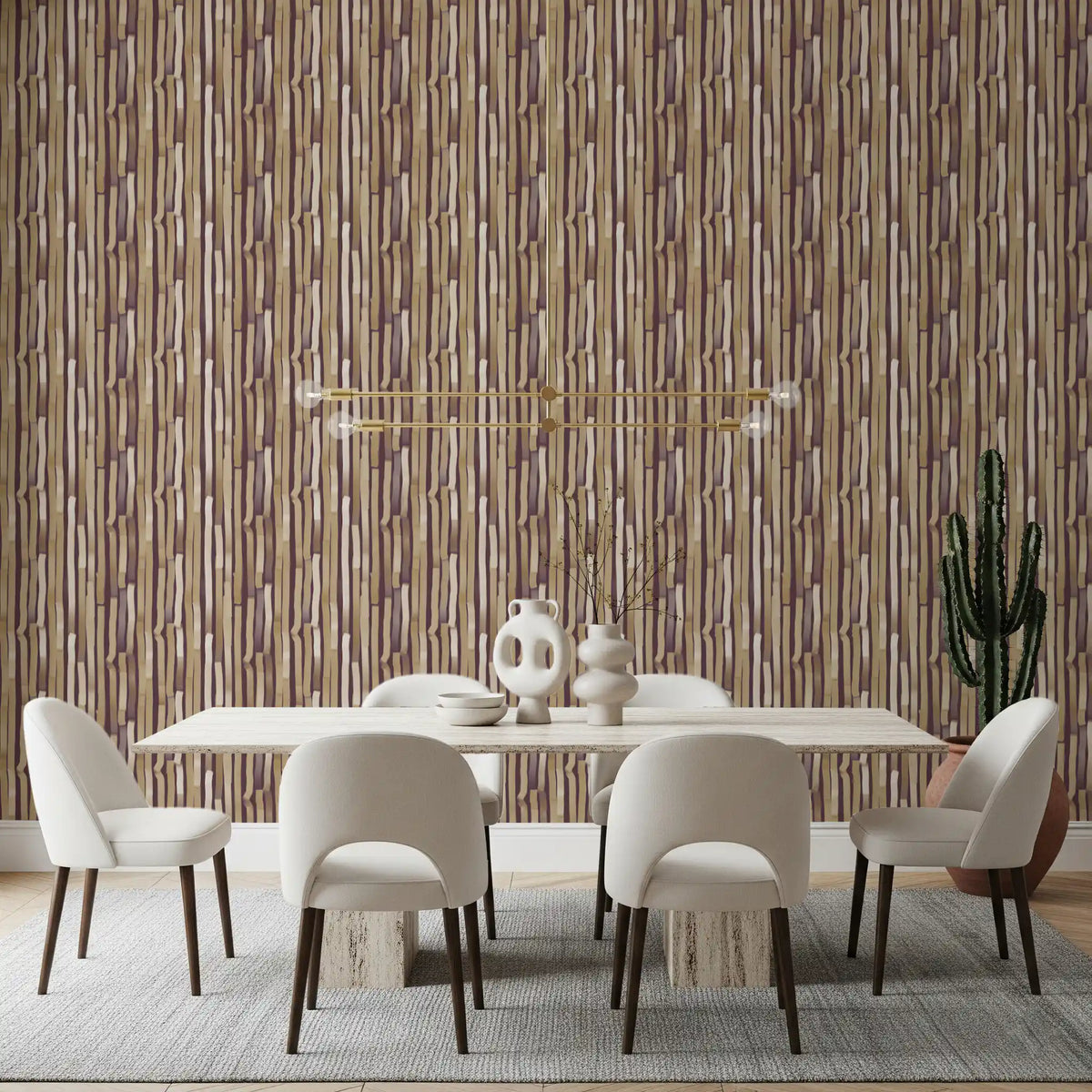 Neutral Brushstroke Vertical Stripes Wallpaper⁠