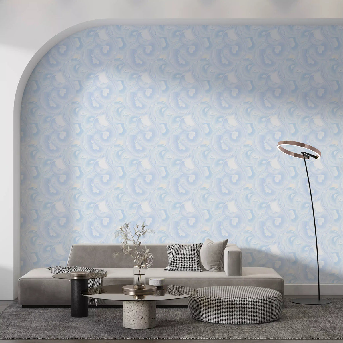 Soft Azure Swirls Abstract Wallpaper⁠