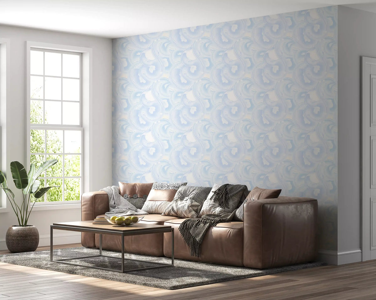 Soft Azure Swirls Abstract Wallpaper⁠