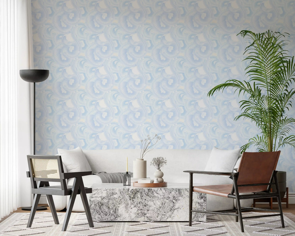 Soft Azure Swirls Abstract Wallpaper⁠