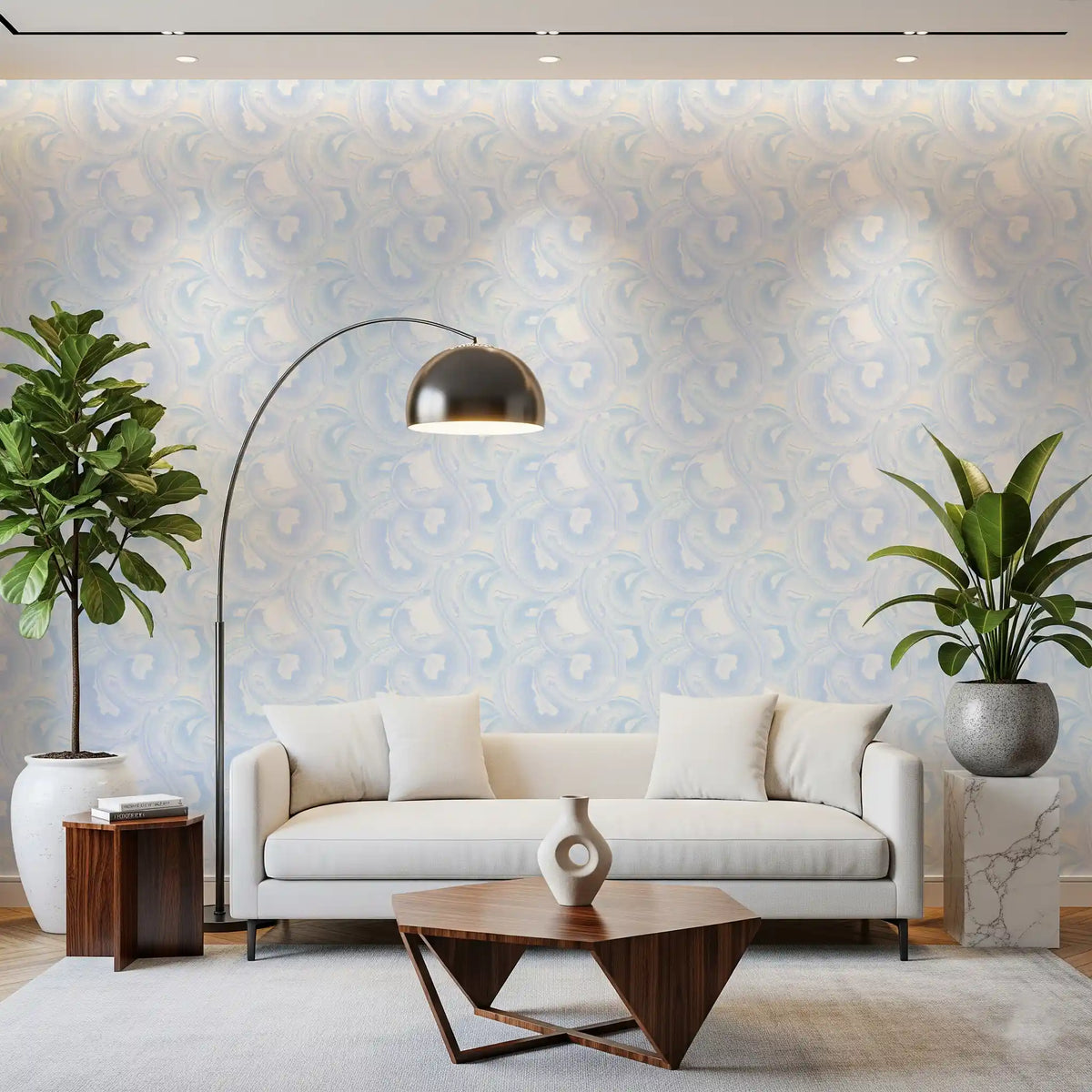 Soft Azure Swirls Abstract Wallpaper⁠