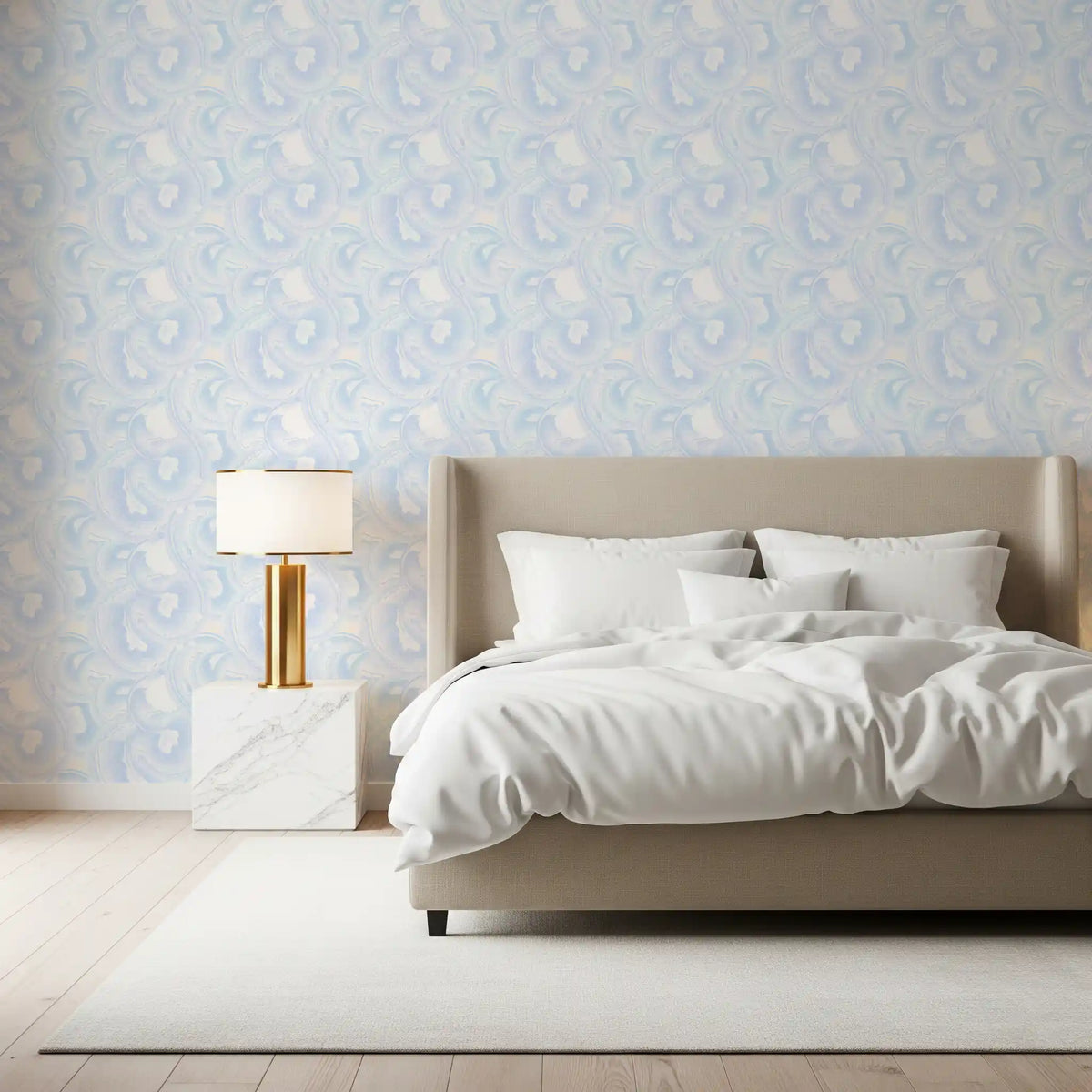 Soft Azure Swirls Abstract Wallpaper⁠