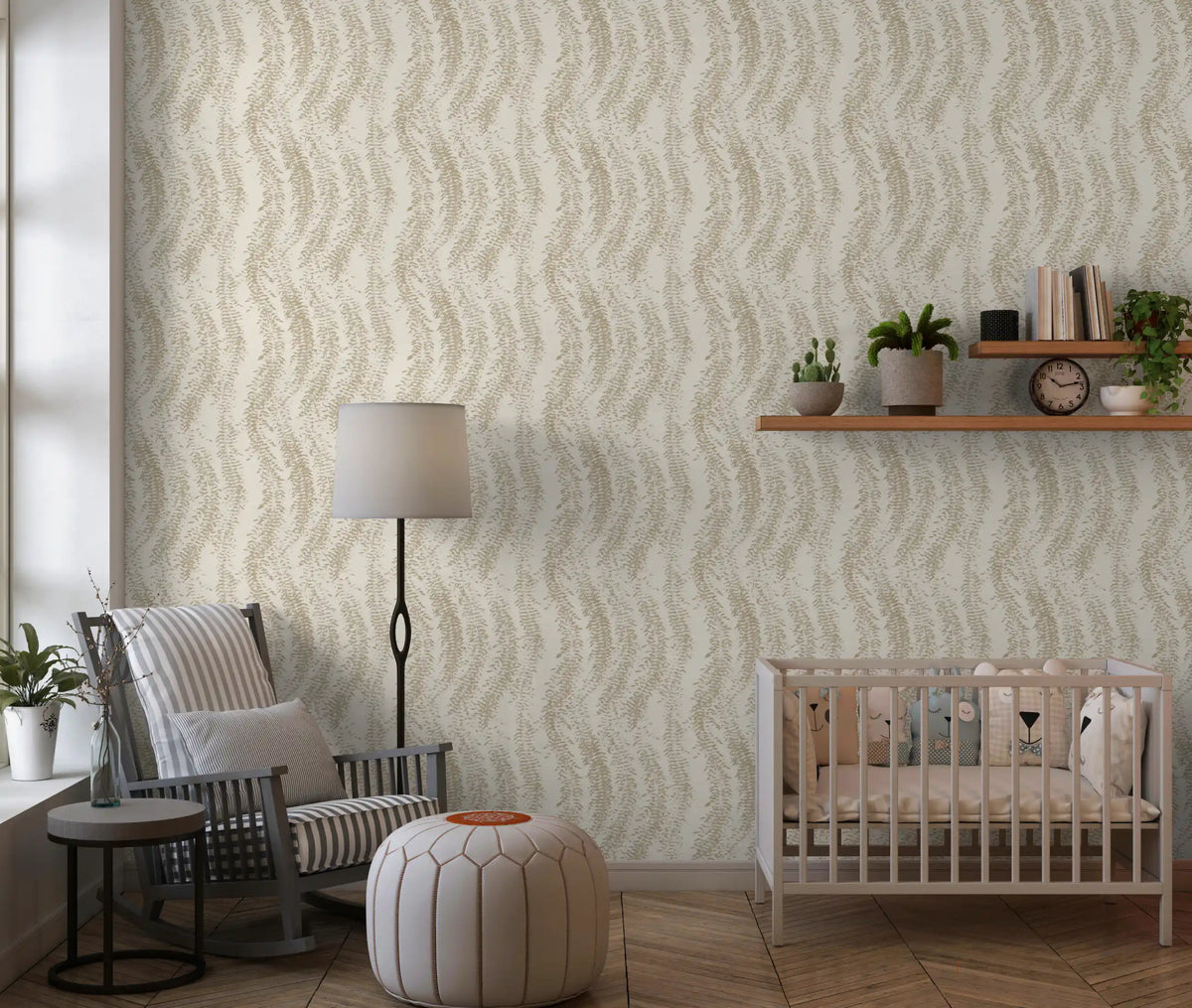 Beige Woven Leaf Trails Wallpaper⁠