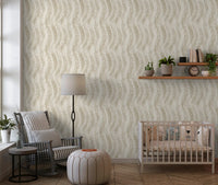 Beige Woven Leaf Trails Wallpaper⁠