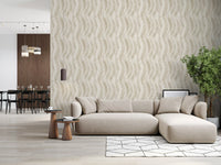 Beige Woven Leaf Trails Wallpaper⁠