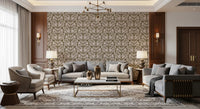 Olive and Blush Organic Abstract Botanical Pattern Wallpaper⁠