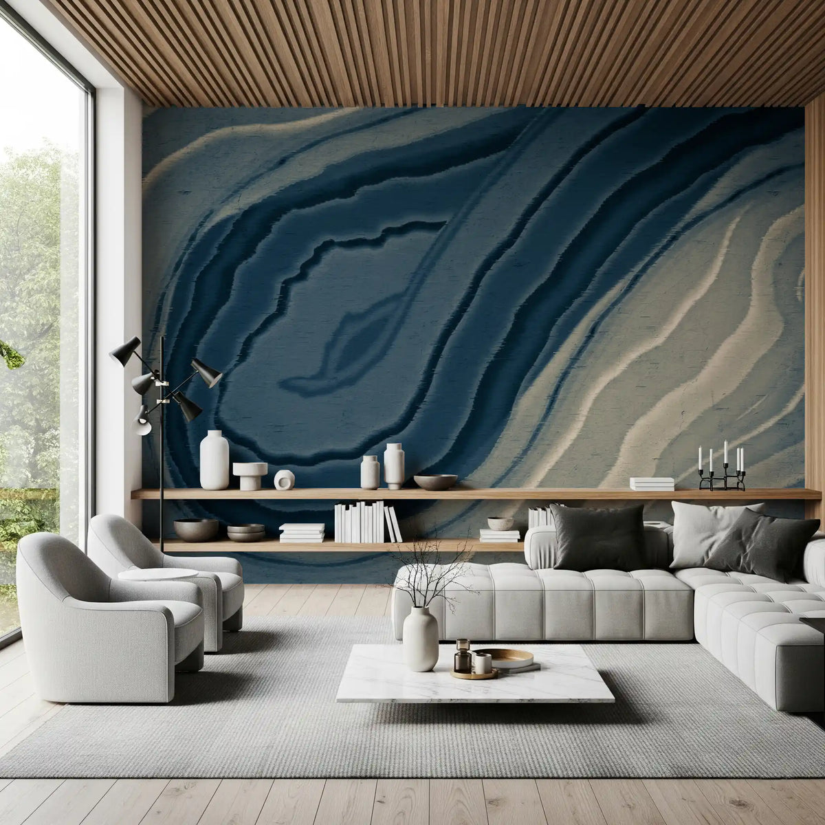 Abstract Ink Wash Flow Wall Mural