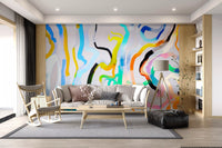 Vibrant Fluid Stroke Composition Wall Mural