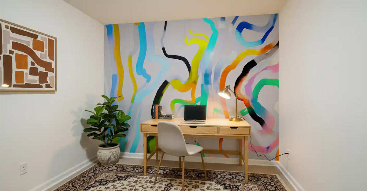 Vibrant Fluid Stroke Composition Wall Mural