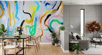 Vibrant Fluid Stroke Composition Wall Mural