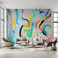 Vibrant Fluid Stroke Composition Wall Mural