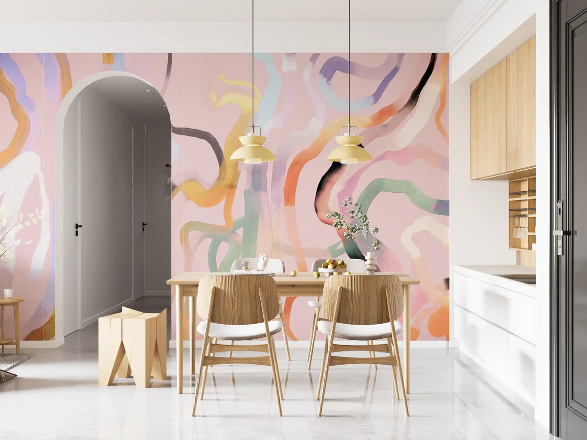Abstract Painted Ribbons Wall Mural