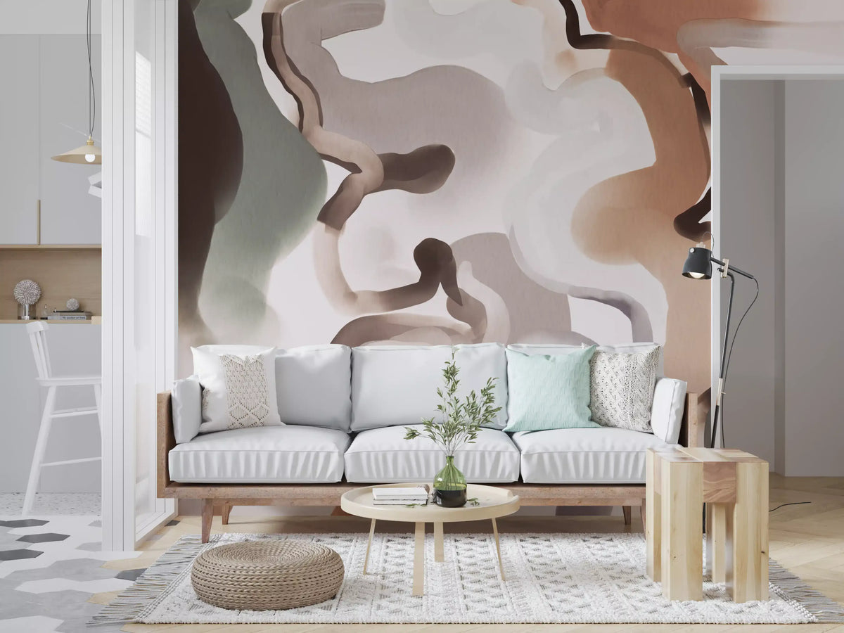 Organic Earthy Abstract Curves Wall Mural