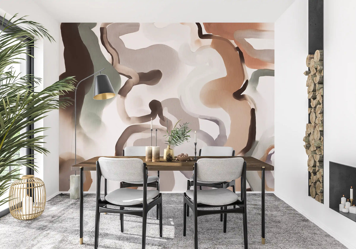 Organic Earthy Abstract Curves Wall Mural