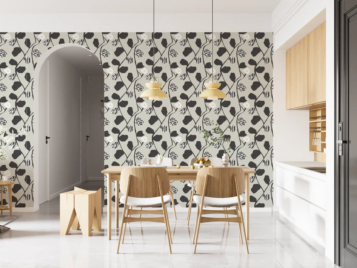 Abstract Floral Vine Arrangement Wallpaper⁠