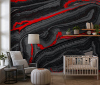 Crimson Graphite Flow Wall Mural