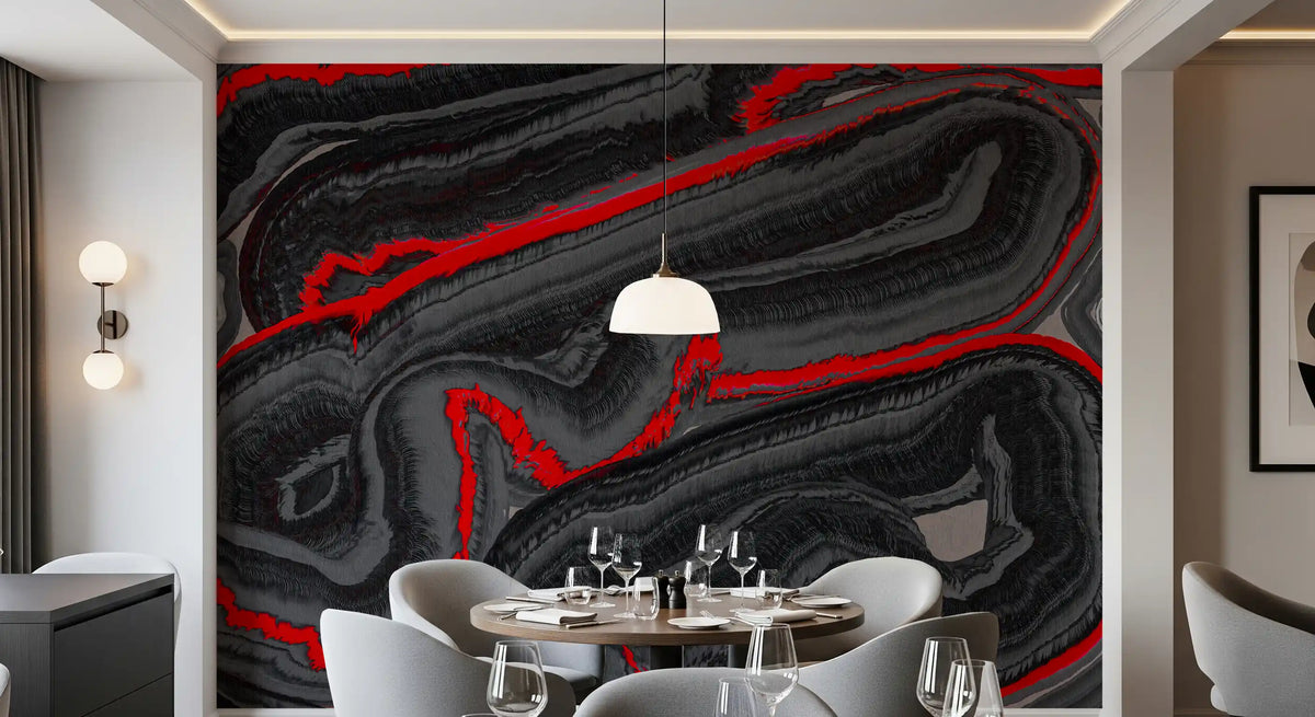 Crimson Graphite Flow Wall Mural