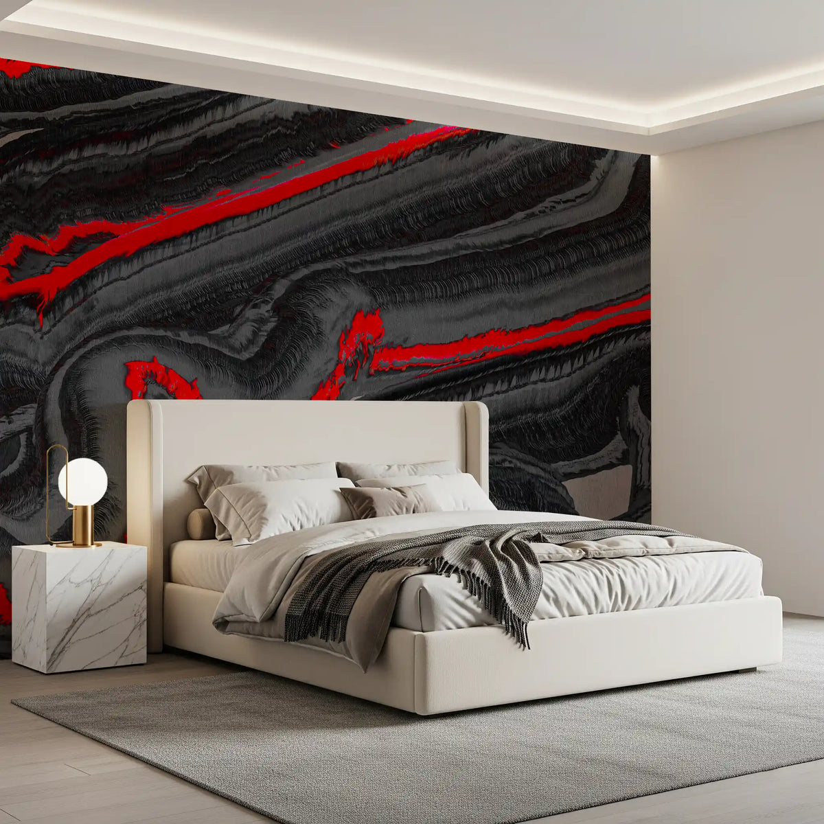 Crimson Graphite Flow Wall Mural