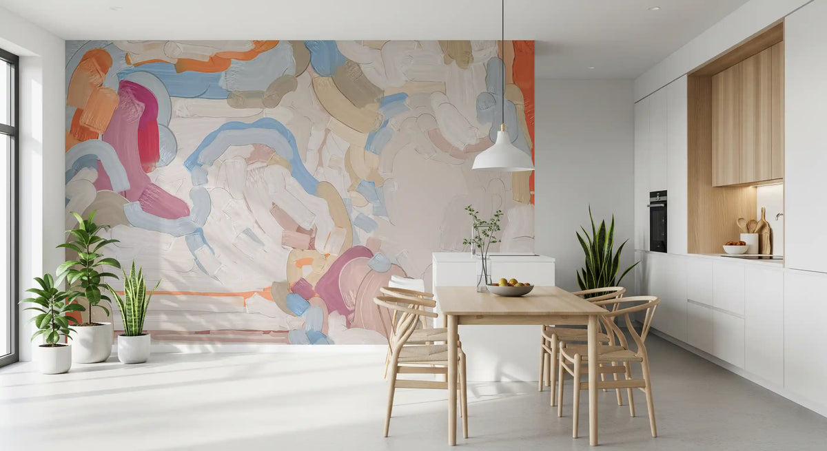 Abstract Painted Strokes in Soft Tones Wall Mural