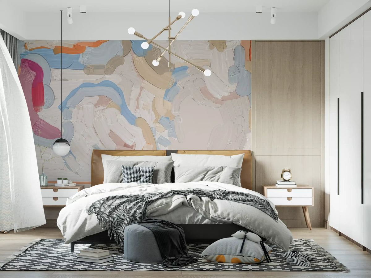 Abstract Painted Strokes in Soft Tones Wall Mural
