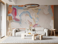 Abstract Painted Strokes in Soft Tones Wall Mural