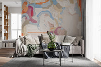 Abstract Painted Strokes in Soft Tones Wall Mural