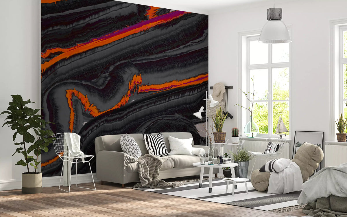 Fiery Strata Contemporary Pattern Wall Mural