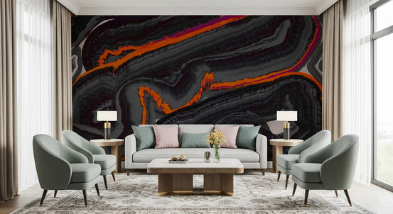 Fiery Strata Contemporary Pattern Wall Mural