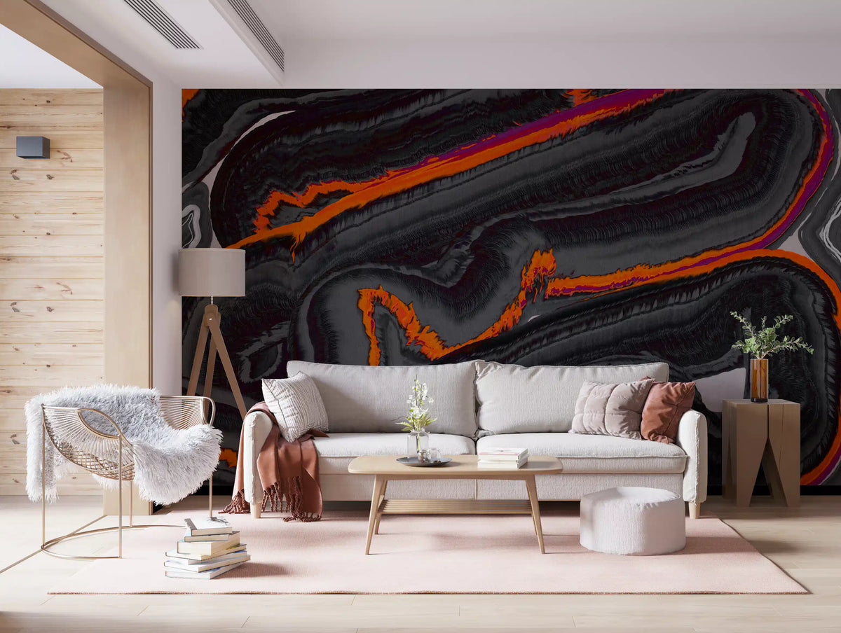 Fiery Strata Contemporary Pattern Wall Mural