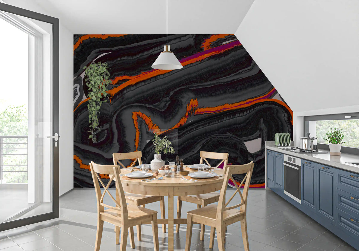 Fiery Strata Contemporary Pattern Wall Mural