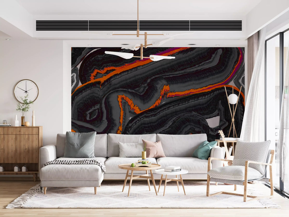 Fiery Strata Contemporary Pattern Wall Mural