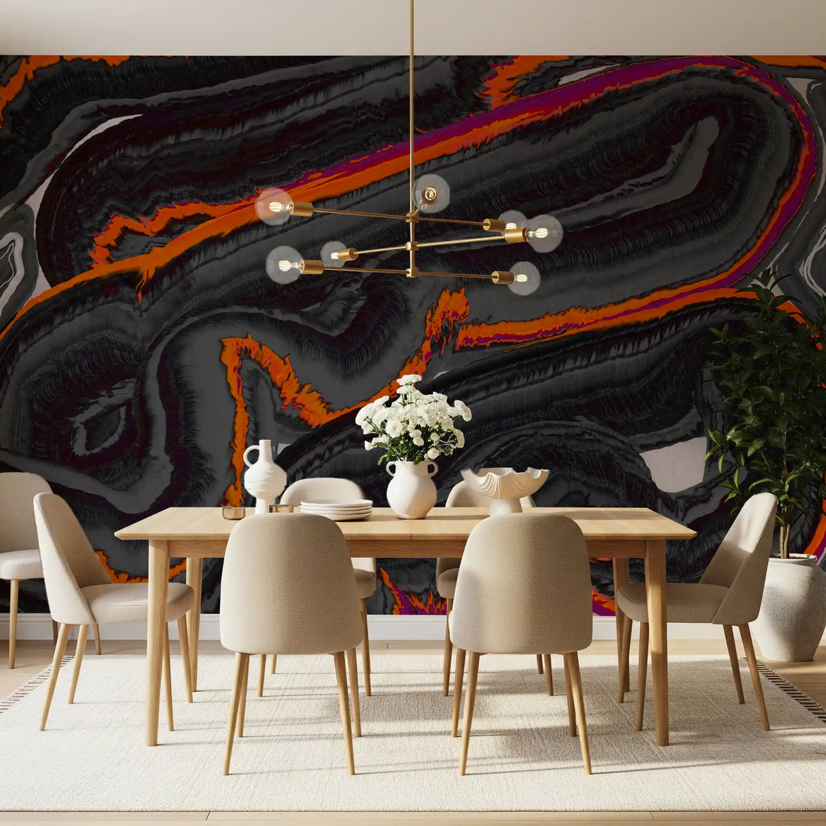 Fiery Strata Contemporary Pattern Wall Mural