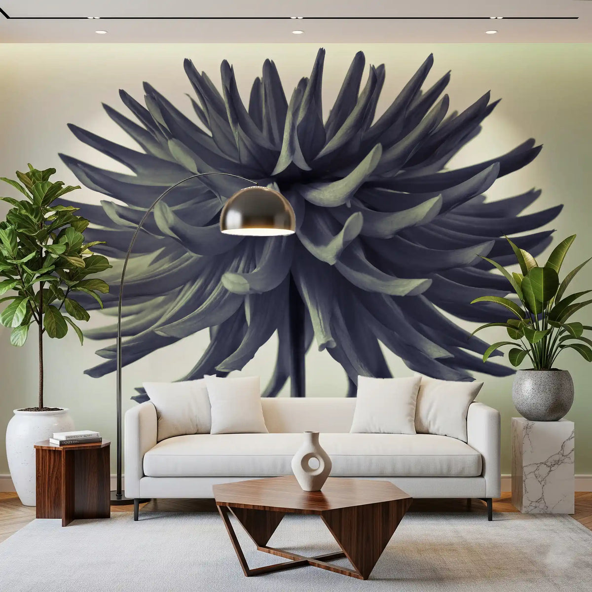 Abstract Dahlia Sculpture Wall Mural