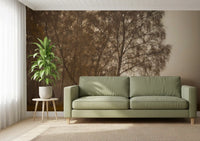 Golden Morning Mist Forest Wall Mural
