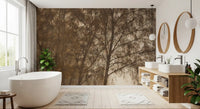 Golden Morning Mist Forest Wall Mural