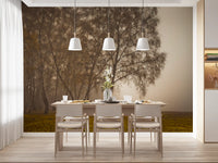 Golden Morning Mist Forest Wall Mural