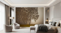 Golden Morning Mist Forest Wall Mural