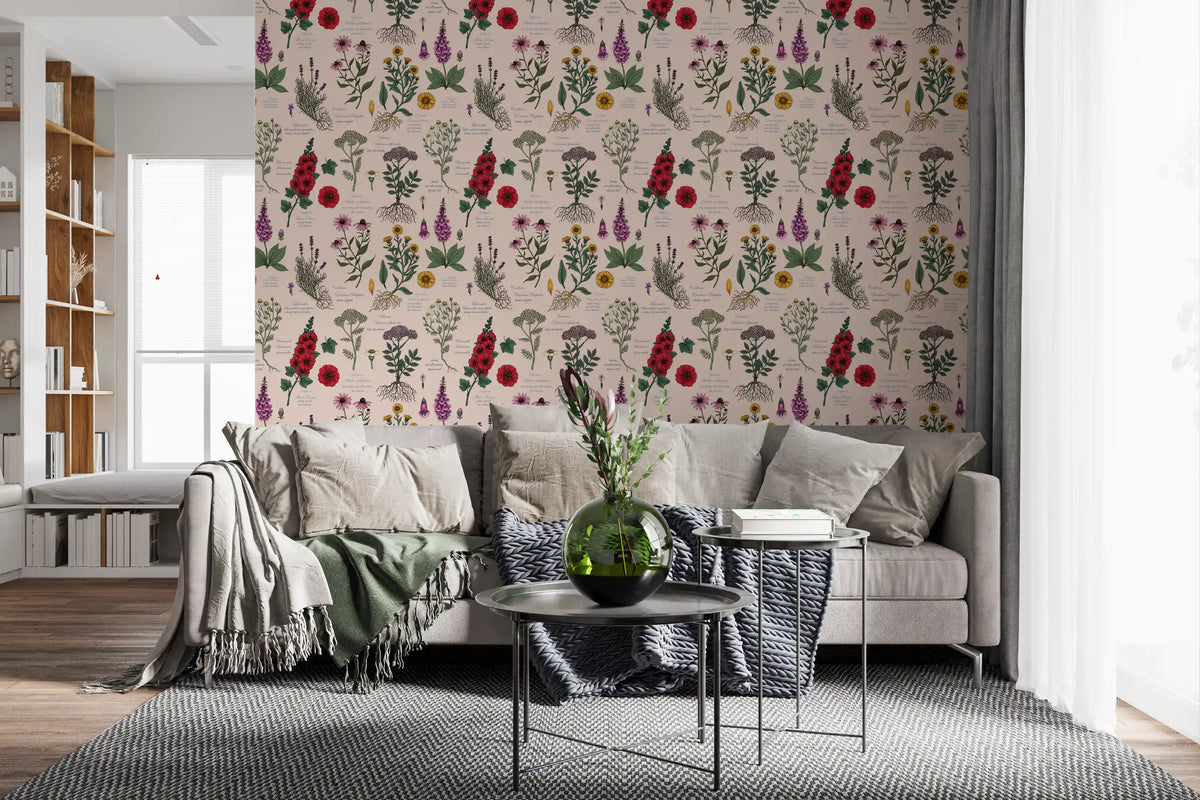 Medicinal Wildflower Garden Study Wallpaper⁠