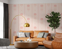 Soft Blush Floral Stripe Wallpaper⁠