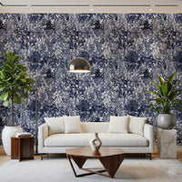 Indigo Jungle Foliage Layering Wallpaper⁠