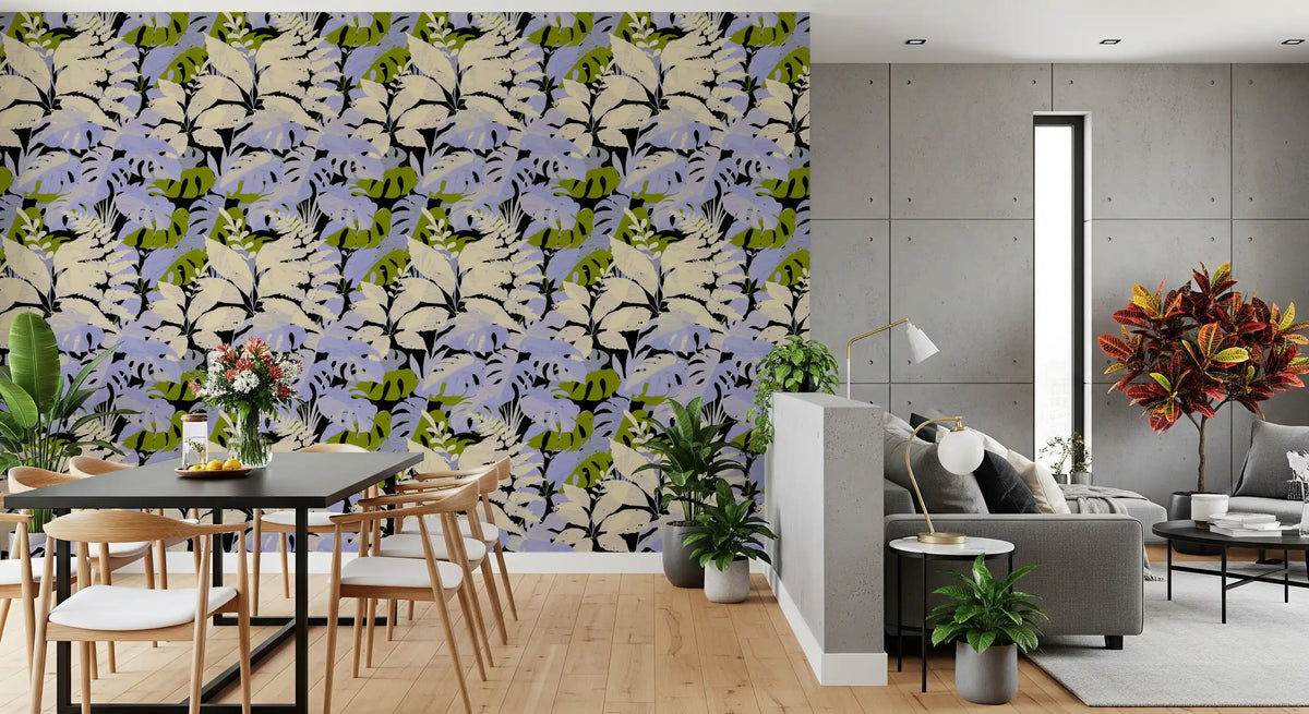 Jungle Foliage Silhouette Print Wallpaper⁠